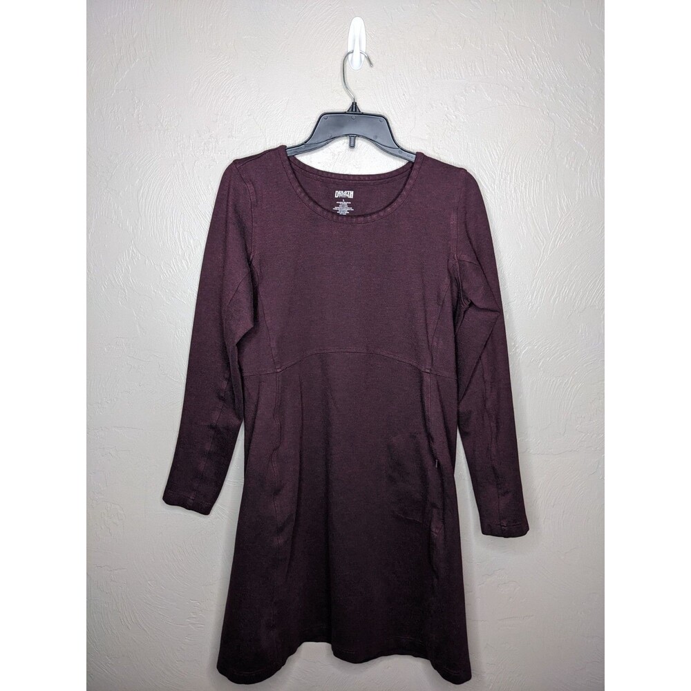 Duluth Trading Co. Women's Large Purple Wearwithall Ponte Knit Long Sleeve Dress